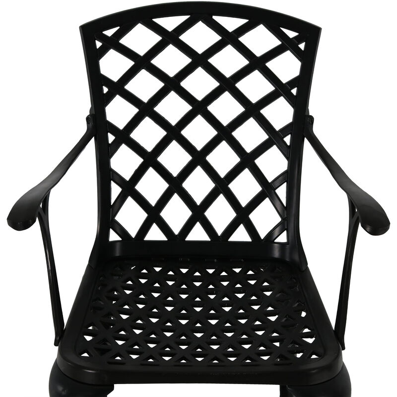 Sunnydaze Crossweave Design Cast Aluminum Patio Chair - Black - Set of 2
