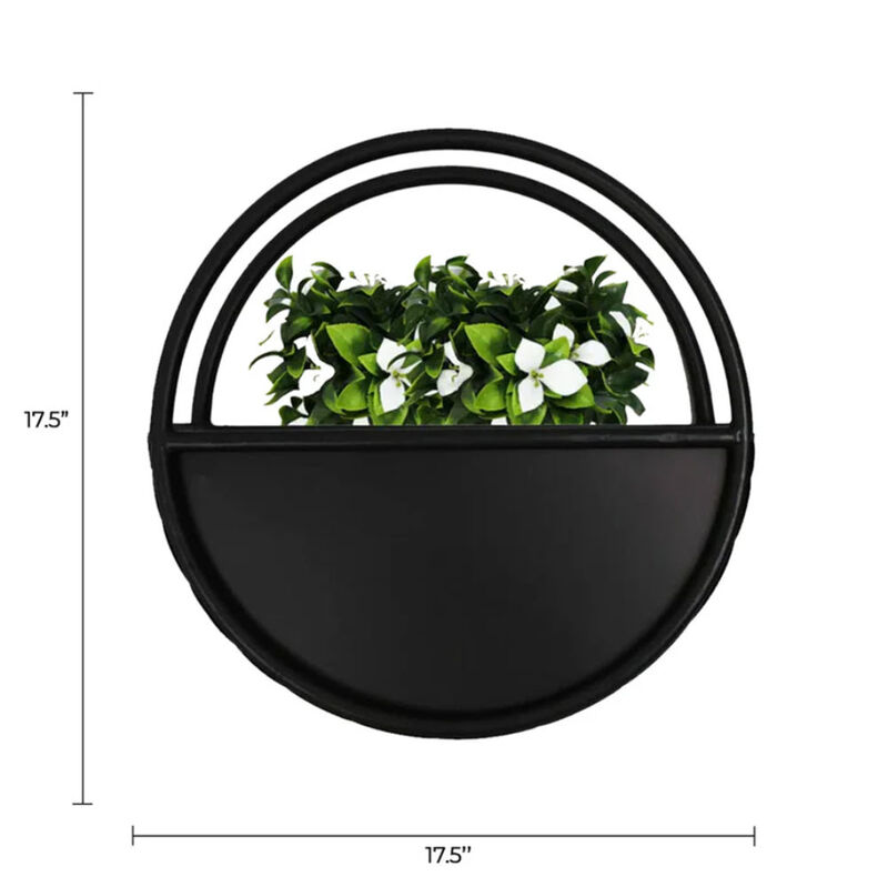 Premium Floating Half Moon / Semi Circle Metal Wall Planter | Onyx Black 45cm / 17.5"