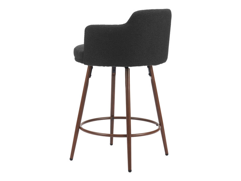 Kono Swivel Counter Stool (Set of 2) Black & Walnut