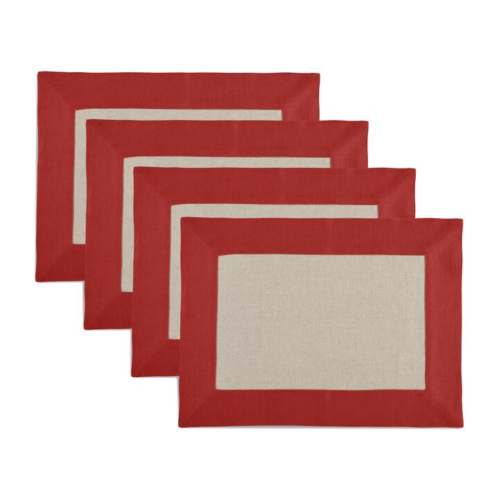 Solino Home 100% Pure Linen Placemats 14 x 19 Inch Set of 4 |Contempo