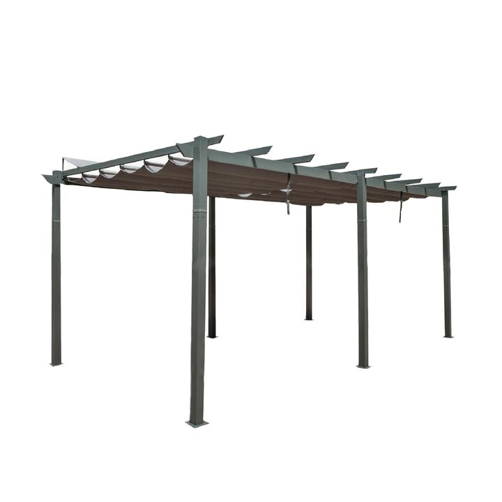 Mondawe 11x20Ft Outdoor Retractable Pergola,Rust-rResistant Aluminum Frame,Adjustable,Easy Assembly