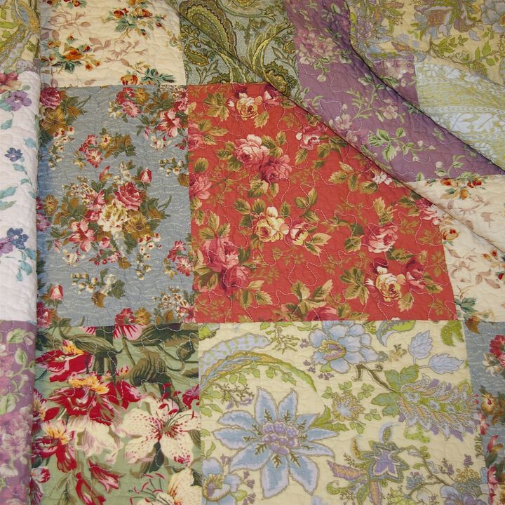 Hivvago Full / Queen size 100% Cotton Floral Paisley Reversible Quilt Set