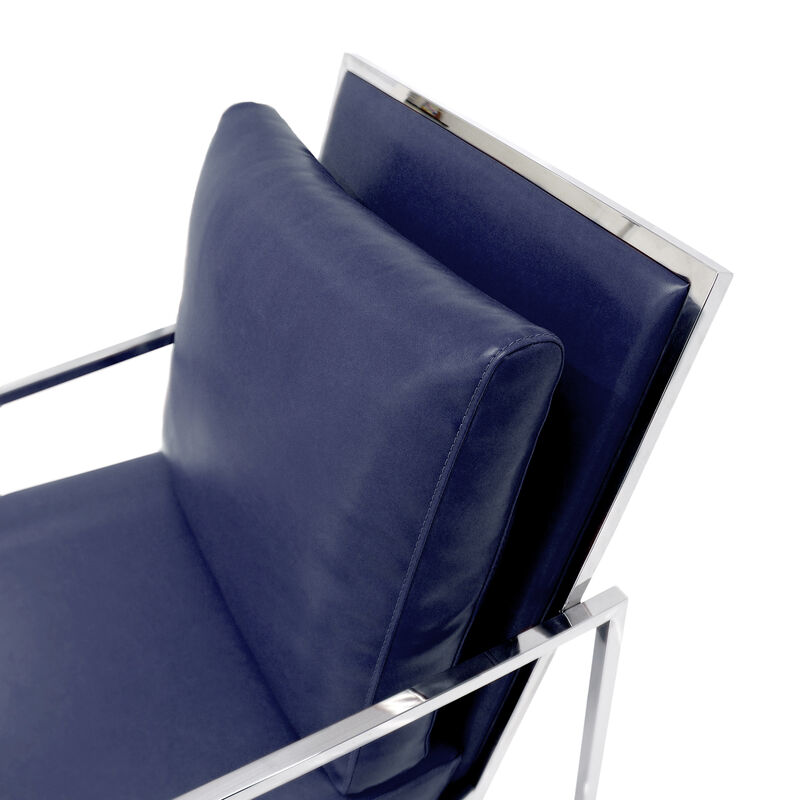 Pasargad Home Luxe Collection Navy Leather Chairs