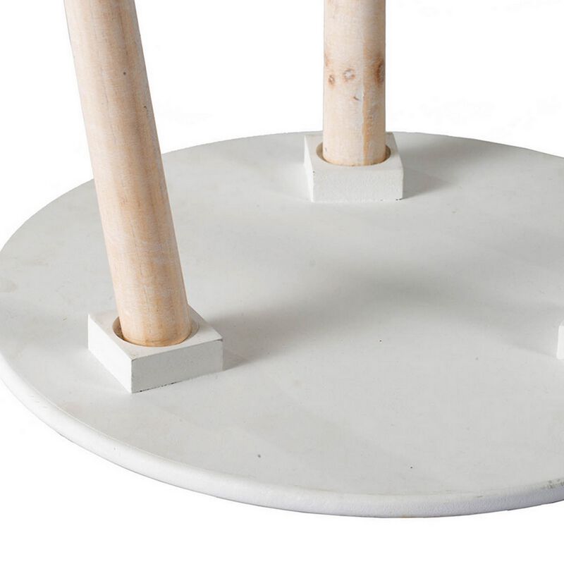 Byle 16, 20 Inch Side Table Set of 2, Floral Design, Cherry Blossom, White - Benzara