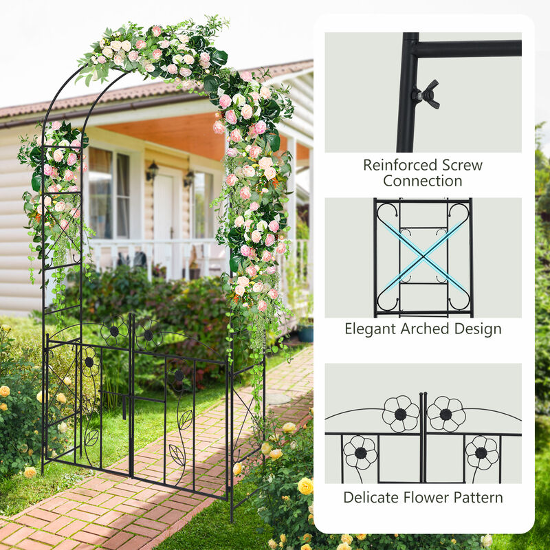 2 in 1 Garden Arbor with Door and Latch for Outdoor Lawn