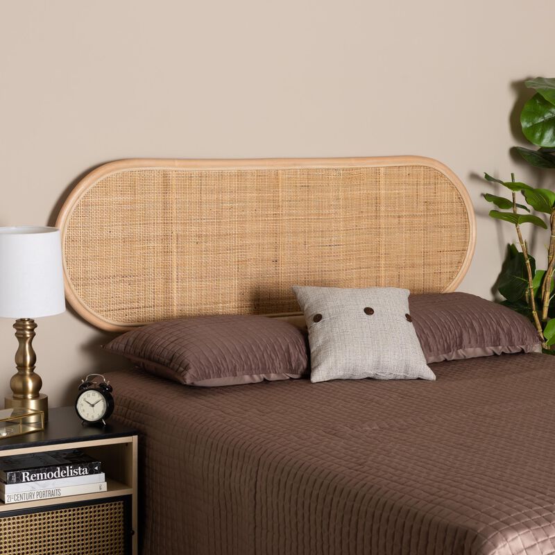 Bali & Pari Reegan Modern Bohemian Natural Rattan Queen Size Standalone Headboard