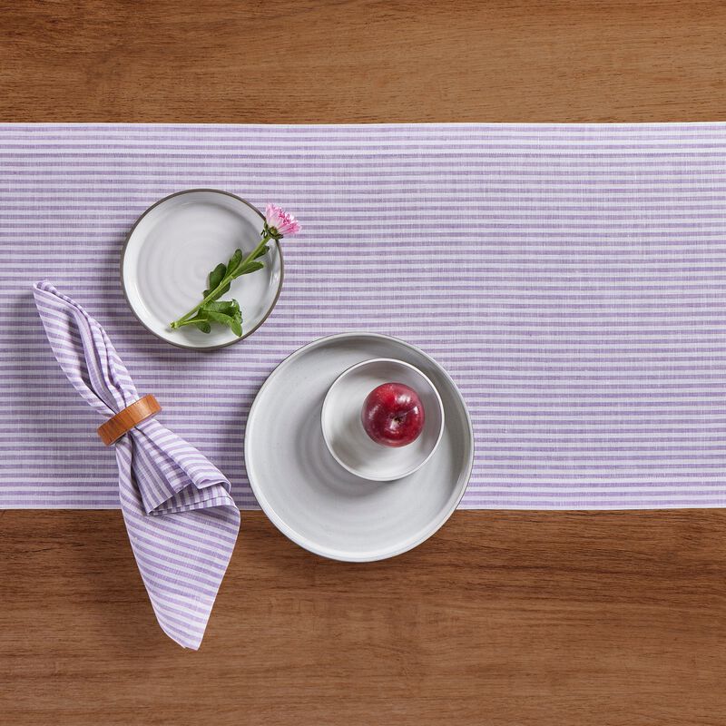 Solino Home 100% Pure Linen Table Runner 14 x 36 Inch | Narrow Stripe