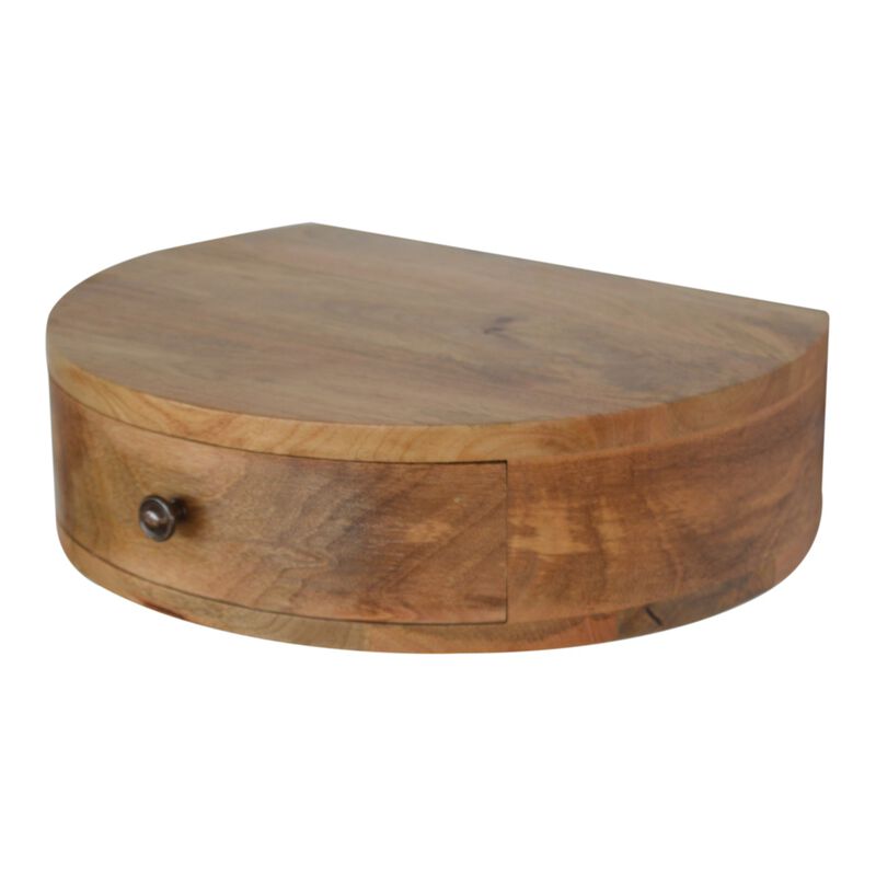Solid Wood Wall Mounted Rounded 1 Drawer Nightstand