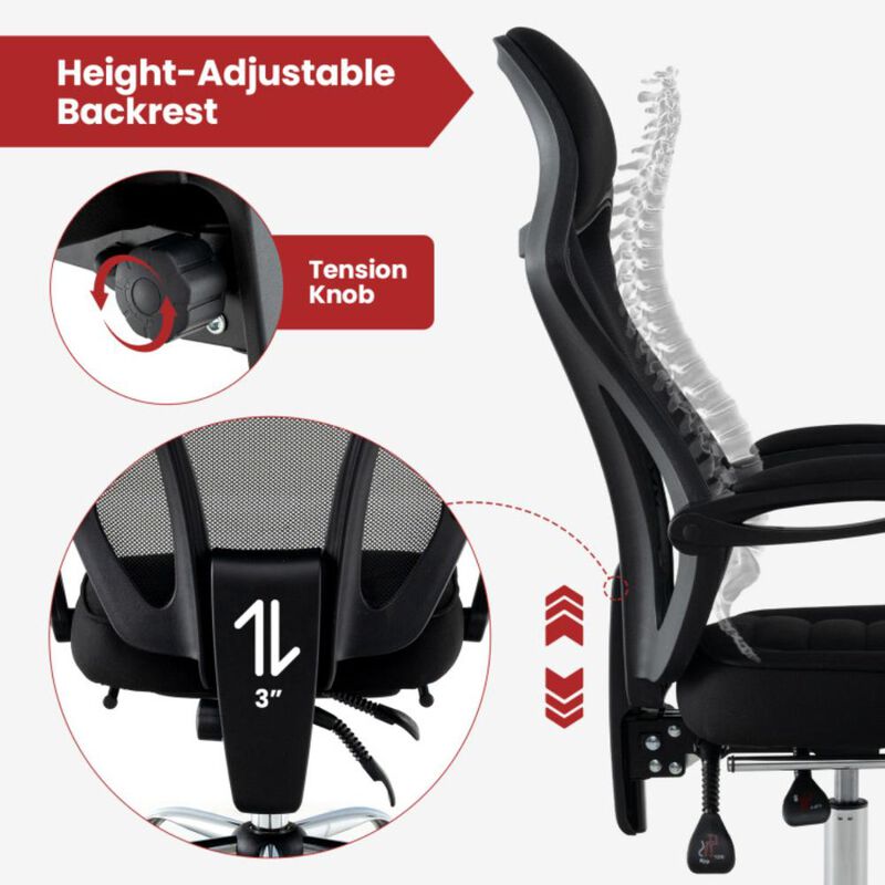 Hivvago Ergonomic Mesh Office Chair with Footrest and Tilting Backrest-Black