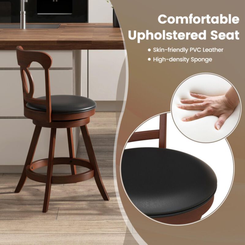 Hivvago Set of 2 24/30 Inch Swivel Bar Stools with Footrest