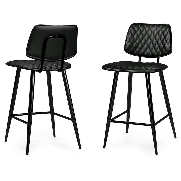 Simpli Home Raya Counter Height Stool (Set Of 2) In Black Vegan Faux Leather