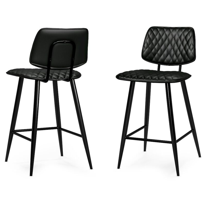 Simpli Home Raya Counter Height Stool (Set Of 2) In Black Vegan Faux Leather