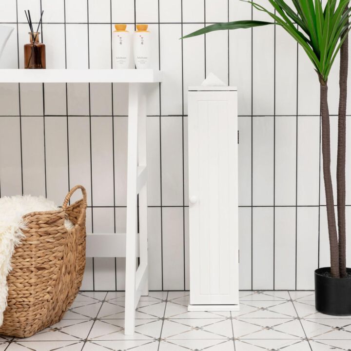 Hivvago Free Standing Toilet Paper Holder with 4 Shelves and Top Slot for Bathroom