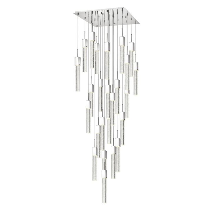 Sparkling Night Chandelier Chrome Metal and Acrylic 25 LED Light Dimmable Extra Large