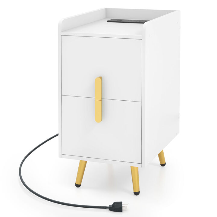 Nightstand Side Tables with 2 Drawers and 2 USB Ports