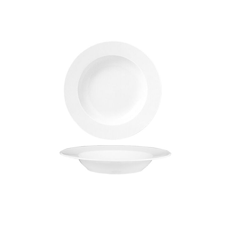 Porcelain Delta dia.10.5" h:1.75" 19 oz. Round White Porcelain Bowl (Set of 2)