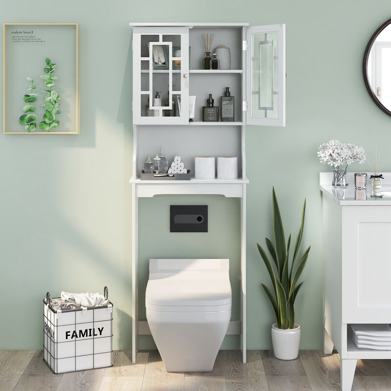 Costway Bathroom Spacesaver Over the Toilet Door Storage Cabinet Tower Organizer White