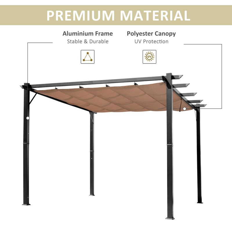 Charcoal Outdoor Cover: 10x13 ft Aluminum Patio Pergola with Canopy