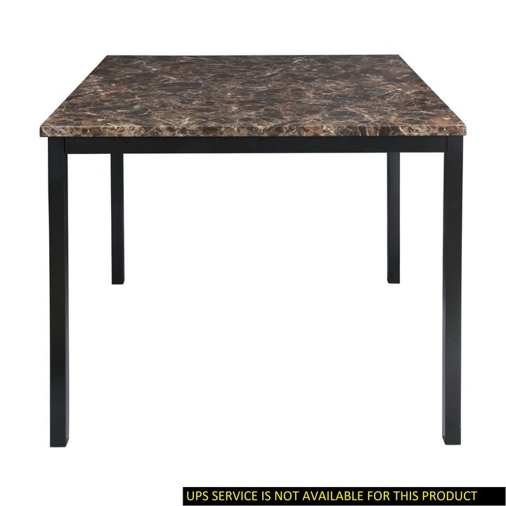 Counter Height Table 1 Piece Metal Frame Faux Mable Top Square Transitional Dining Room Furniture