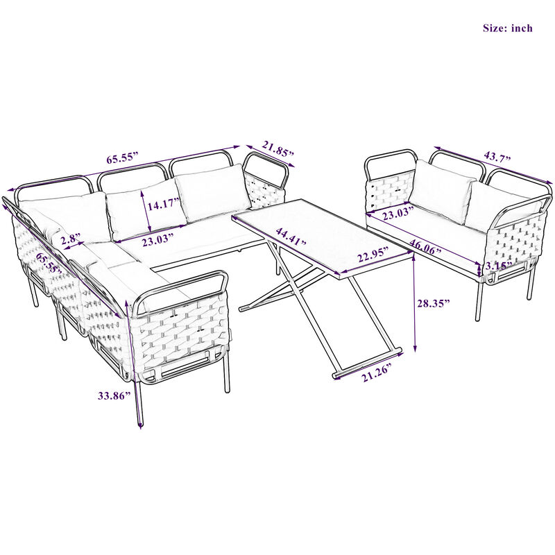 Merax Modern Patio Sectional Sofa Table Set
