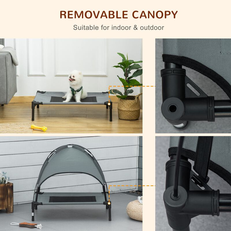 Compact Canine Coolspot: 30" Portable Elevated Dog Cot with UV Canopy