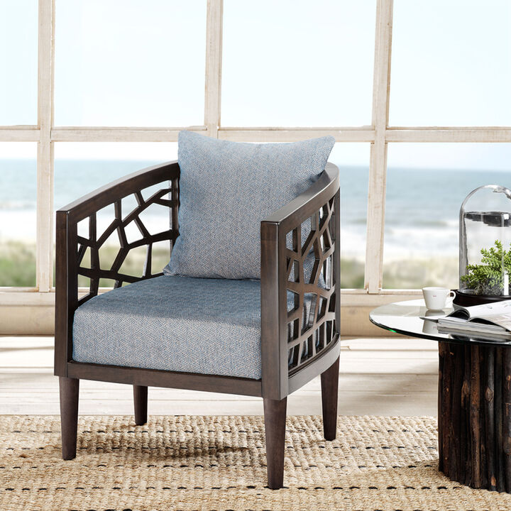 Crackle Accent Chair, Wood Frame With Cushion, Morocco, KD