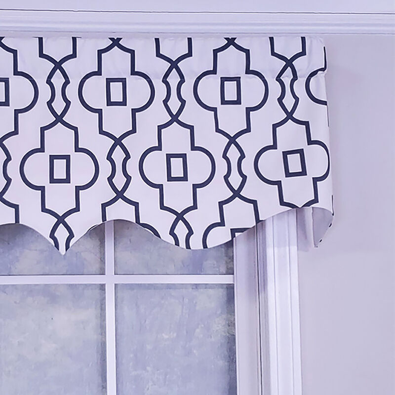 RLF Home Modern Design Classic Crusade Regal Style Window Valance  50" x 17" Light Navy
