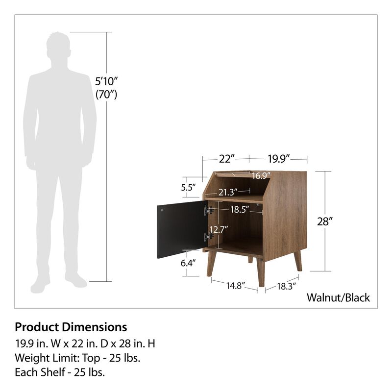 Magnolia End Table, Walnut/Black