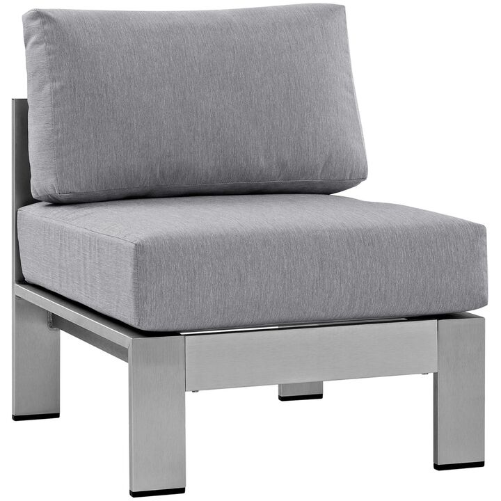 Shore 3 Piece Outdoor Patio Aluminum Sectional Sofa Set - Silver Gray