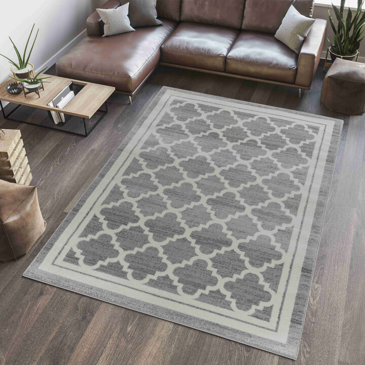 Sakarya Modern Moroccan Grey Beige Indoor Area Rug