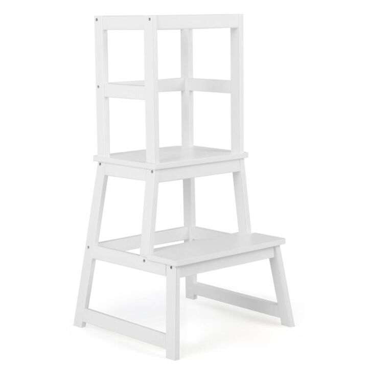 Hivvago 2-in-1 Multifunctional Toddler Step Stool with Safety Rail