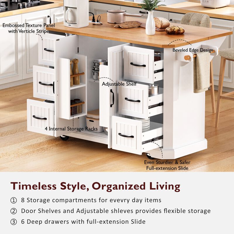 Merax Rolling Kitchen Island  Cart with Power Outlet