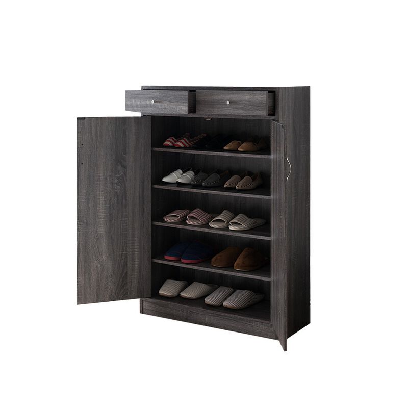 Shoe Cabinet With Spacious Storages, Gray-Benzara