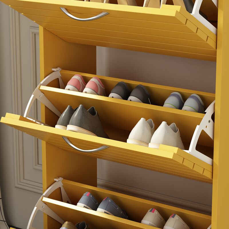 42.3 in. H x 22.4 in. W Yellow Wooden Shoes Storage Cabinet, with 3-Drawers for Entryway Hallway