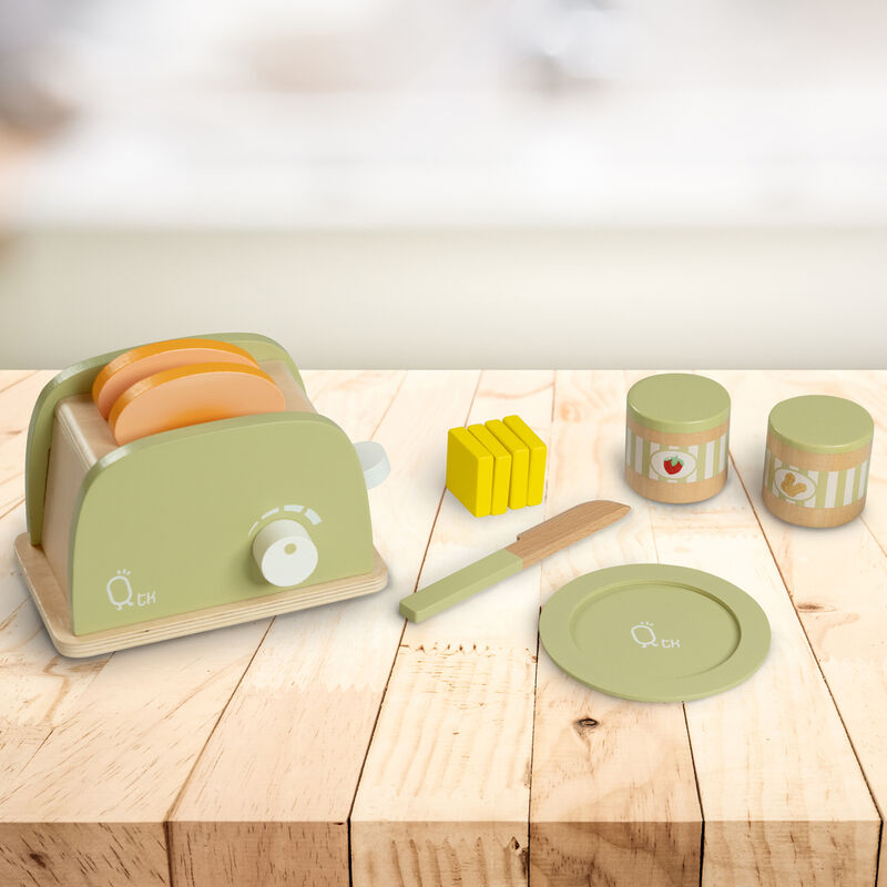 Teamson Kids - Little Chef Frankfurt Wooden Toaster play kitchen accessories - Green