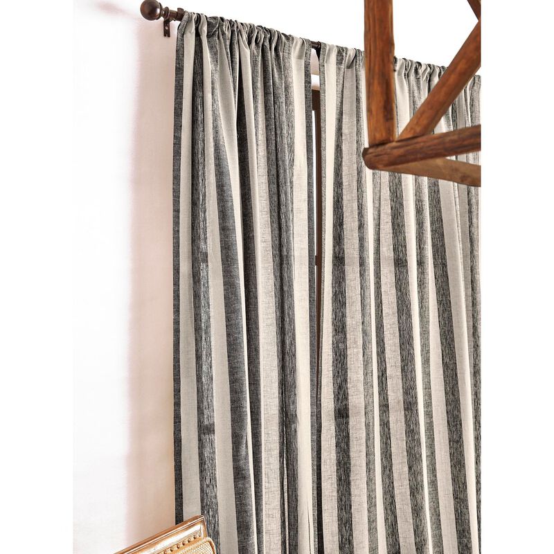 Solino Home 100% Pure Linen Cabana Stripe Curtain for Thanksgiving, Christmas
