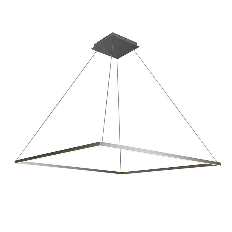 VONN Lighting Integrated LED Chandelier Height Adjustable Square Pendant Light in Silver