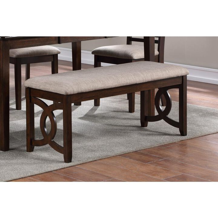New Classic Furniture Furniture Gia 46 Solid Wood and Polyester Bench in Brown Cherry