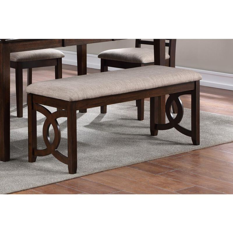 New Classic Furniture Furniture Gia 46 Solid Wood and Polyester Bench in Brown Cherry