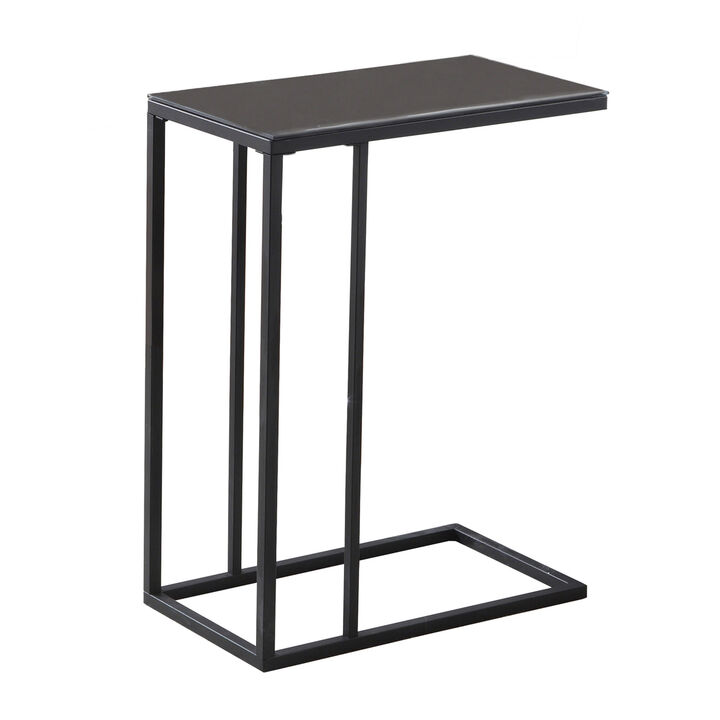 Monarch Specialties I 3087 Accent Table, C-shaped, End, Side, Snack, Living Room, Bedroom, Metal, Tempered Glass, Black, Contemporary, Modern