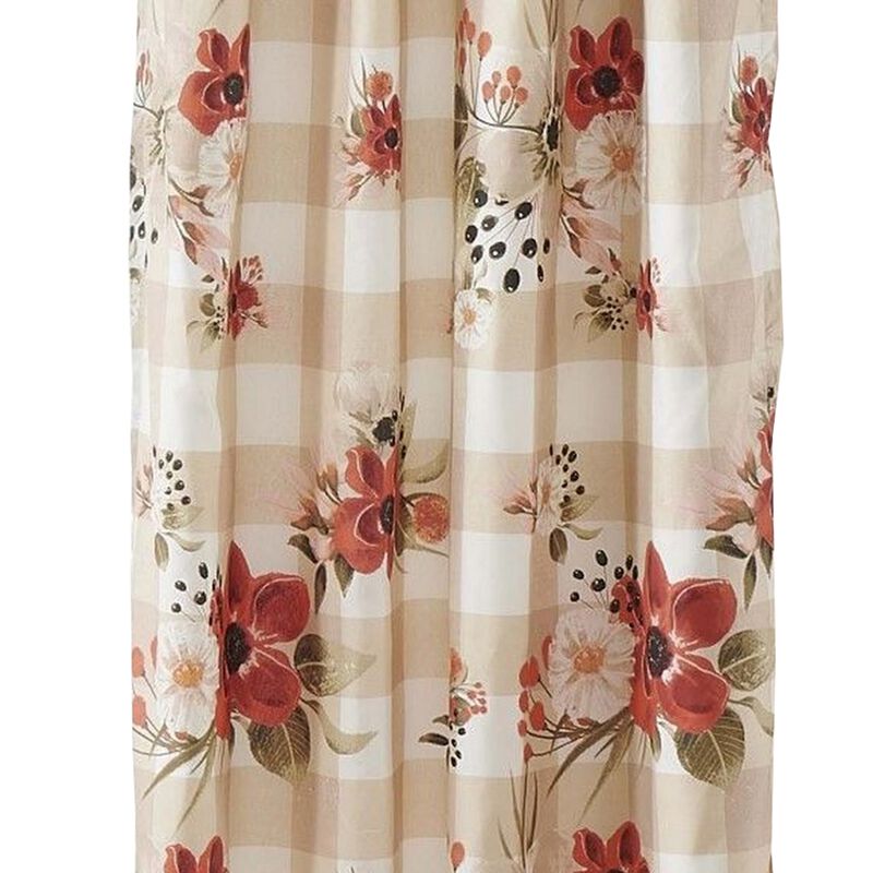 Lire 4 Piece Window Curtain Panel Set, Floral Print, Modern Multicolor - Benzara
