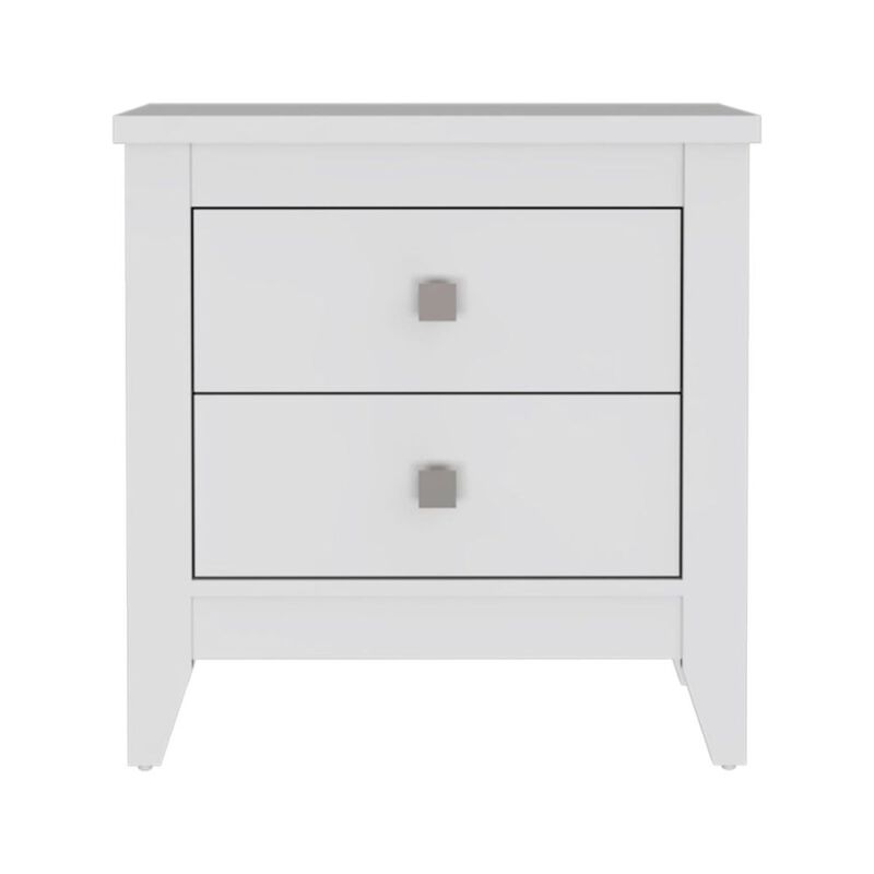 Streamdale Amara Nightstand, Two Shelves, Four Legs - White