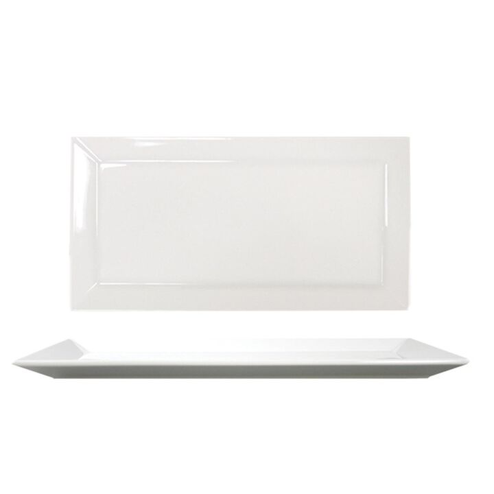 Porcelain Merid 13.5" x 7" x h:0.75" Rectangular White Porcelain Platter