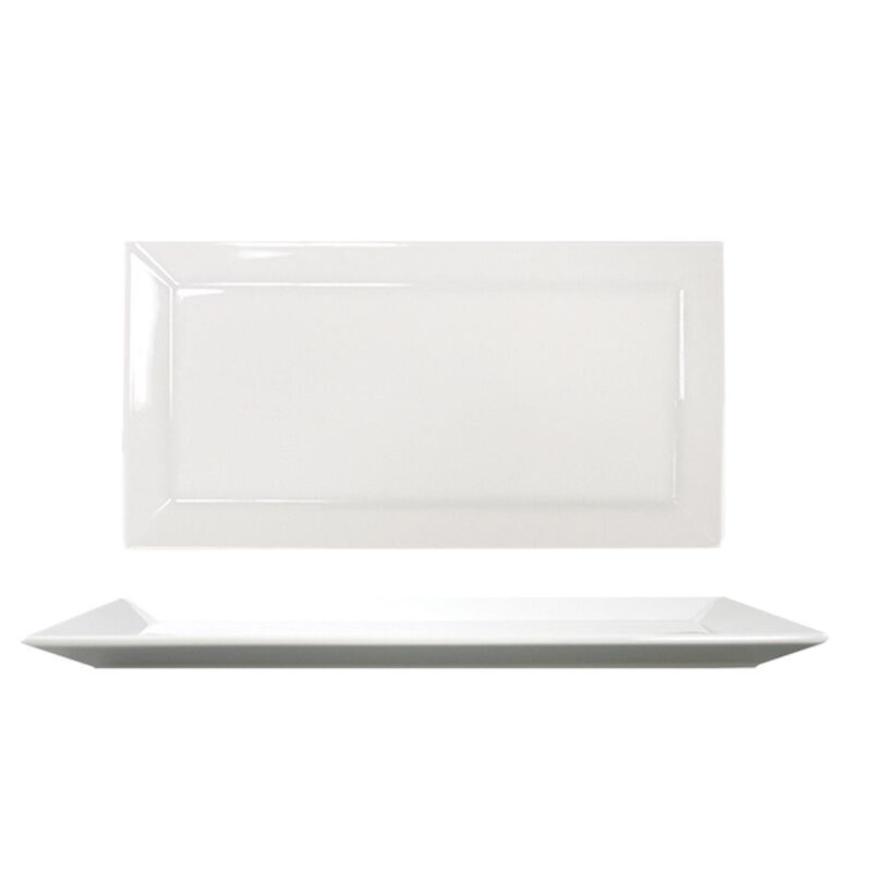Porcelain Merid 13.5" x 7" x h:0.75" Rectangular White Porcelain Platter