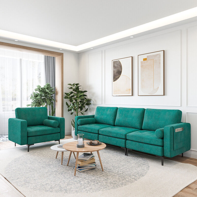 L-Shaped Sectional Sofa Couch with 3 Seats and Built-in USB Port for Convenient Charging