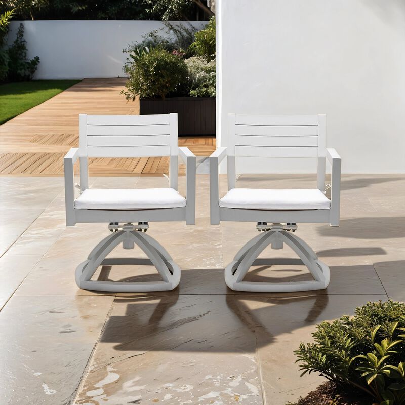 MONDAWE 2 Pieces Outdoor Patio Aluminum Swivel Rocker Chairs with Outdoor-grade Sunbrella Fabric Cushions,Grayish