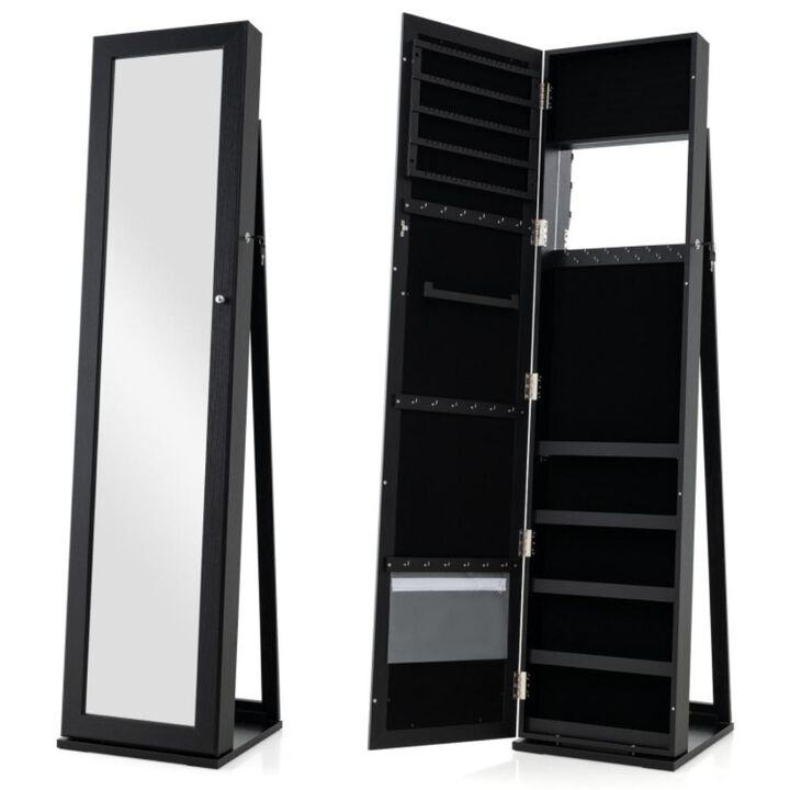 Hivvago Standing Lockable Jewelry Storage Organizer with Full-Length Mirror