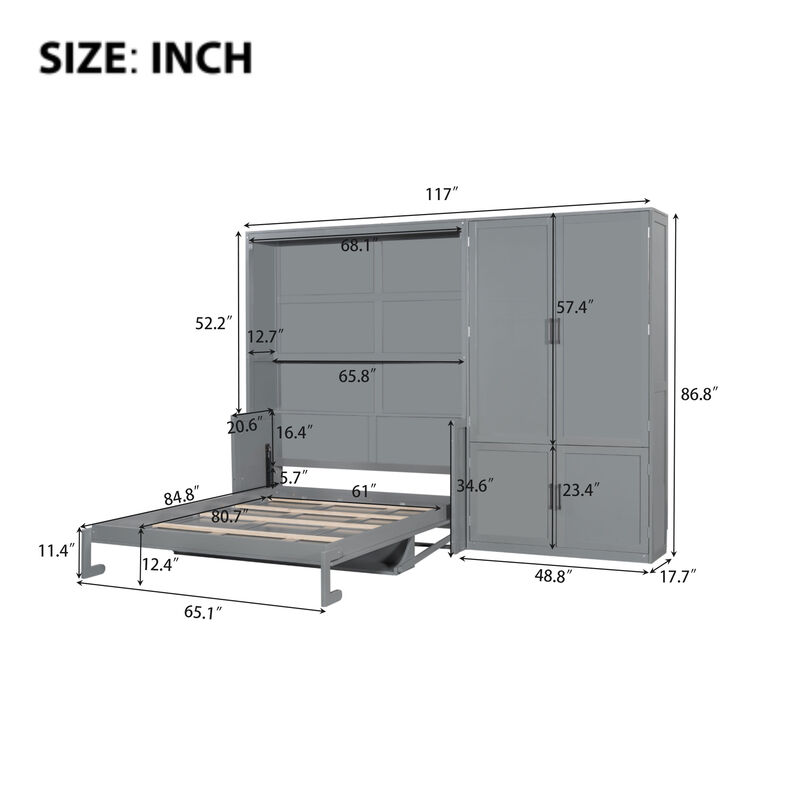 Merax Murphy Bed Wall Bed with Storage