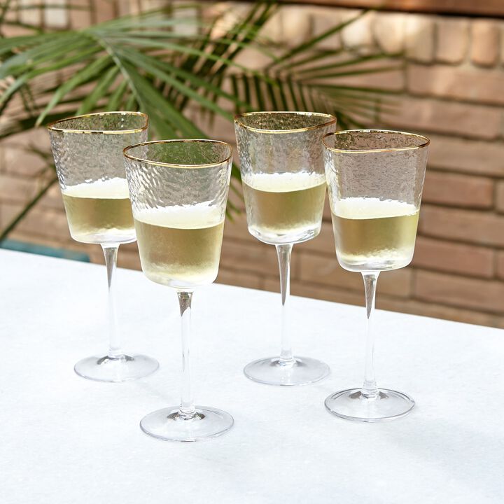 Set of 4 Hammered Wine Glasses