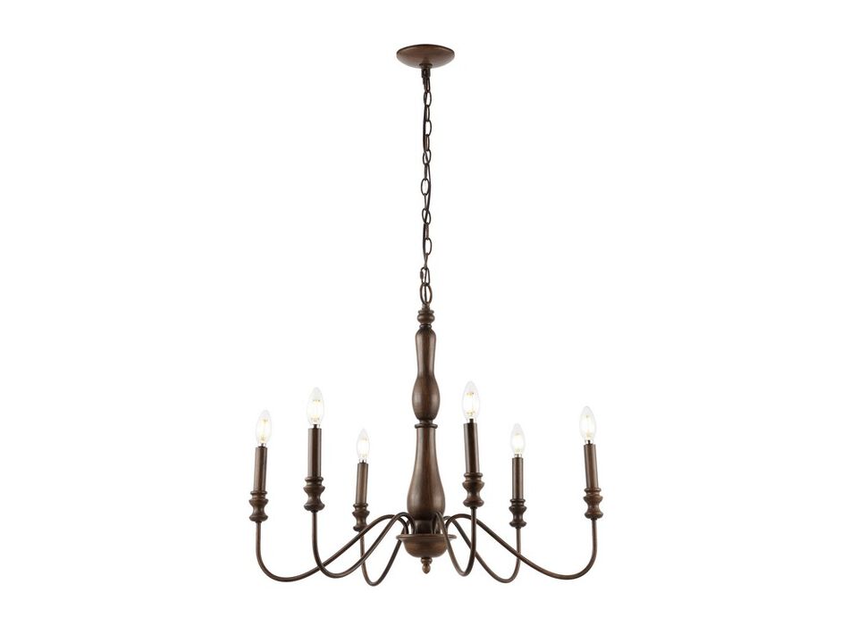 Victoria 6-Light Rustic Midcentury Iron LED Chandelier